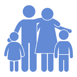 A man, woman, female child, and male child icon