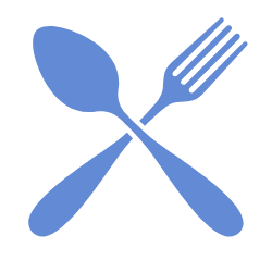 A fork and a spoon in the form of an X icon
