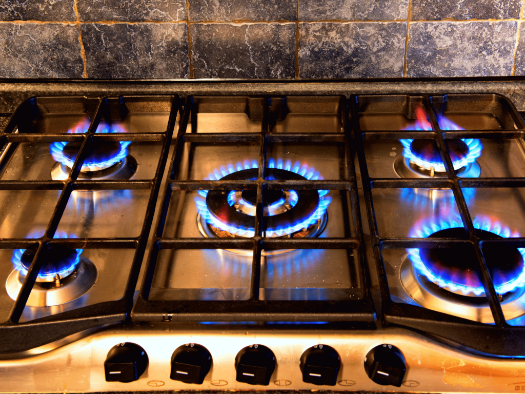 Stove burners that are turned on
